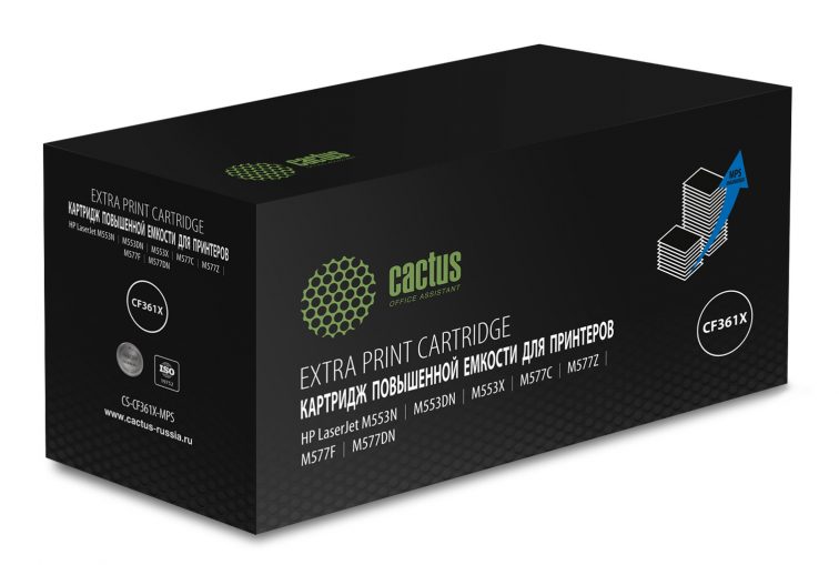 Картридж лазерный Cactus CS-CF361X-MPS голубой (18000стр.) для HP CLJ M552dn/M553dn/M553N/M553x