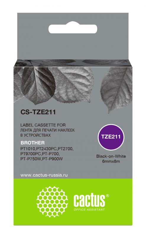 Картридж ленточный Cactus CS-TZE211 черный для Brother 1010/1280/1280VP/2700VP