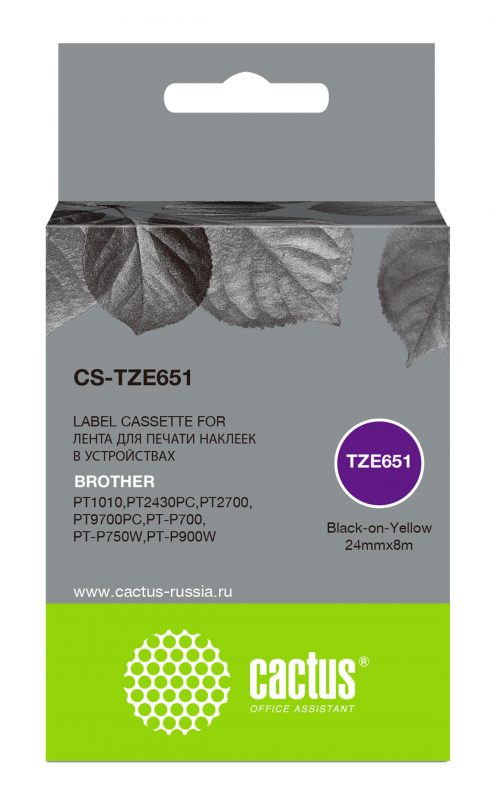 Картридж ленточный Cactus CS-TZE651 черный для Brother 1010/1280/1280VP/2700VP