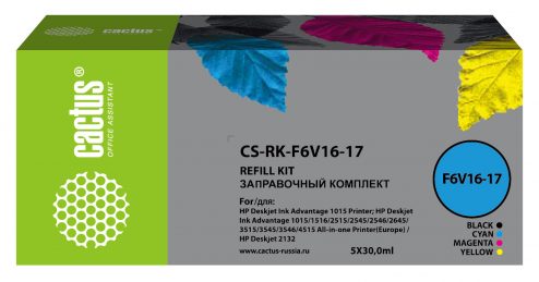 Заправочный набор Cactus CS-RK-F6V16-17 многоцветный набор 5×30мл для HP DJ 1110/1111/1112/2130/2131