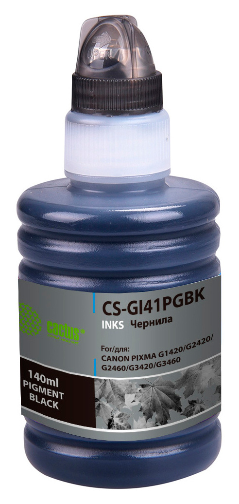 Чернила Cactus CS-GI41PGBK черный 140мл для Canon PIXMA G1420/G2420/G2460/G3420/G3460