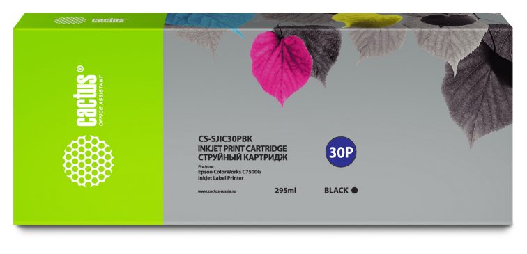 Картридж струйный Cactus CS-SJIC30PBK черный (295мл) для Epson ColorWorks TM-C7500G