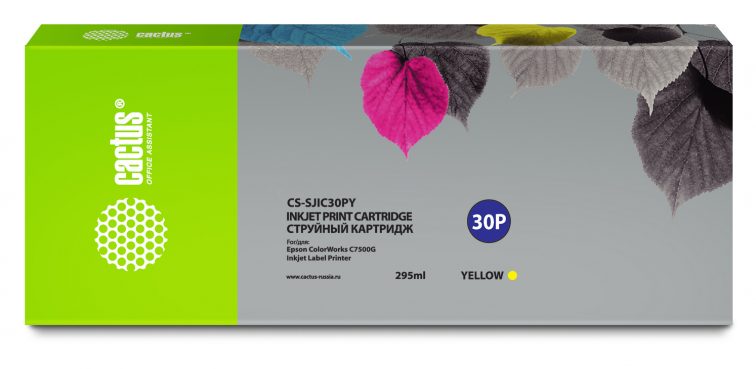 Картридж струйный Cactus CS-SJIC30PY желтый (295мл) для Epson ColorWorks TM-C7500G