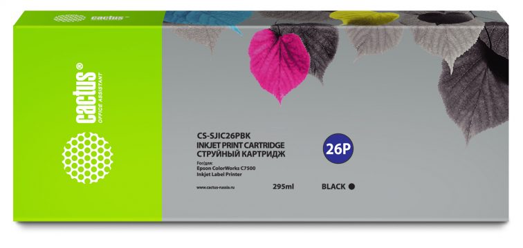 Картридж струйный Cactus CS-SJIC26PBK черный (295мл) для Epson ColorWorks TM-C7500