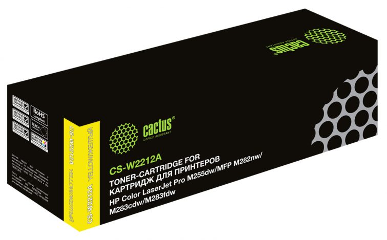 Картридж лазерный Cactus CS-W2212A W2212A желтый (1250стр.) для HP M255/MFP M282/M283