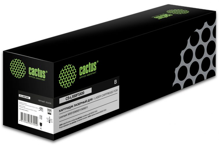 Картридж лазерный Cactus CS-LX60F5X00 60F5X00 черный (20000стр.) для Lexmark MX510/MX511/MX611