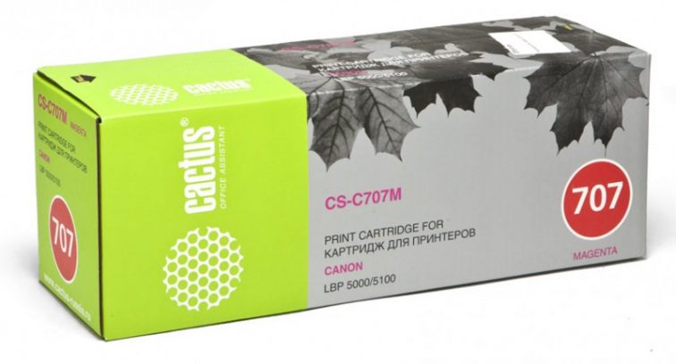 Тонер Картридж Cactus CS-C707M пурпурный для Canon LBP-5000 (2000стр.)