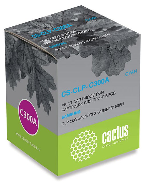Тонер-картридж Cactus CS-CLP-C300A для принтеров SAMSUNG CLP-300, голубой, 1000 стр.