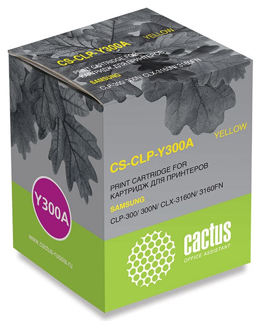 Тонер-картридж Cactus CS-CLP-Y300A для принтеров SAMSUNG CLP-300, желтый, 1000 стр.