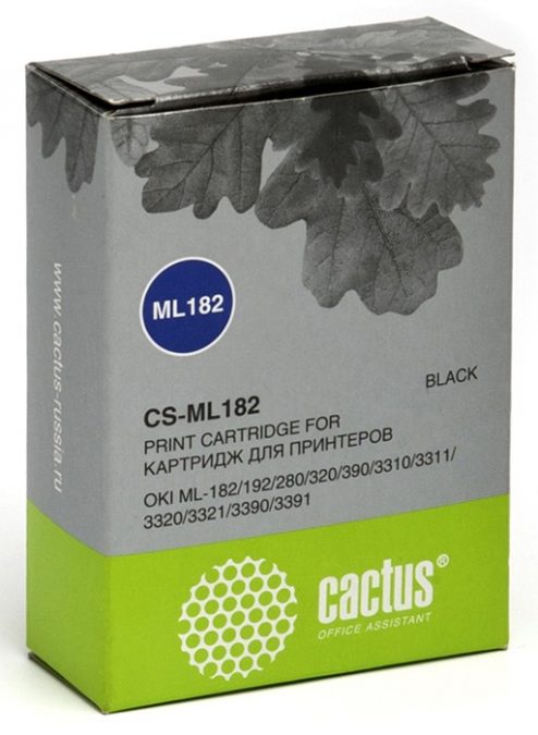 Картридж ленточный Cactus CS-ML182 черный для OKI ML-182/192/280/320/390/3310/3311 2000000 signs