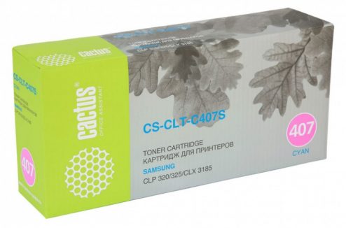 Тонер Картридж Cactus CS-CLT-C407S голубой для Samsung CLP-325 CLX-3185 (1000стр.)