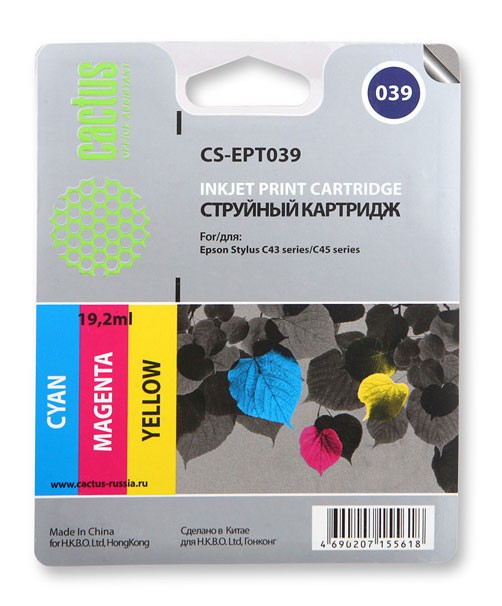 Картридж струйный Cactus CS-EPT039 цветной для Epson Stylus C43 (6.2*3ml)