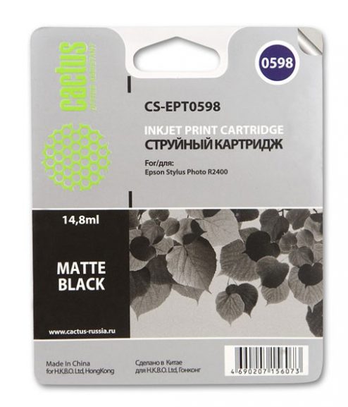 Картридж струйный Cactus CS-EPT0598 черный матовый для Epson Stylus Photo R2400 (14,8ml)