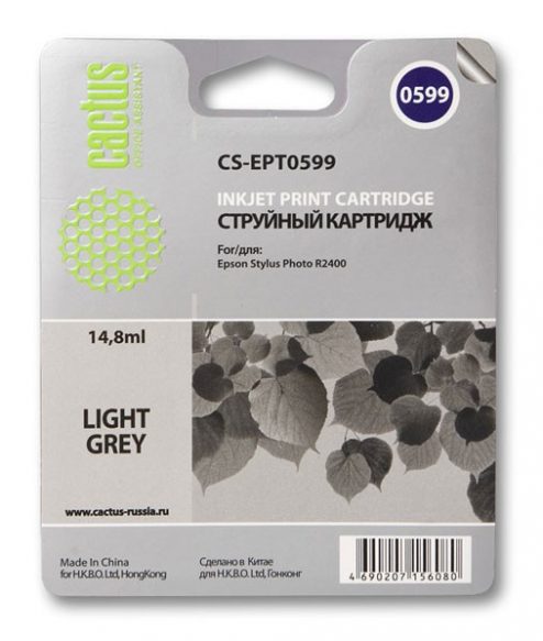 Картридж струйный Cactus CS-EPT0599 светло-серый для Epson Stylus Photo R2400 (14,8ml)