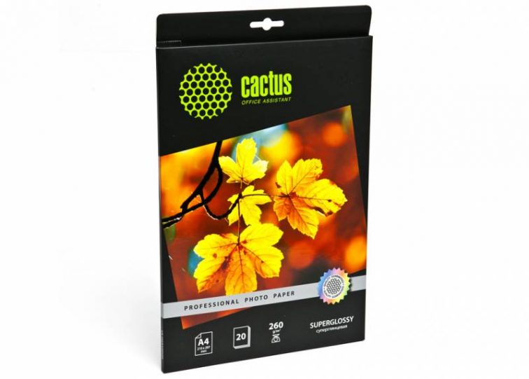 Фотобумага Cactus CS-HGA426020 Professional суперглянцевая А4 260 г/м2 20 листов