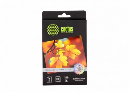 Фотобумага Cactus CS-HGA626020 Professional суперглянцевая 10×15 260 г/м2 20 листов