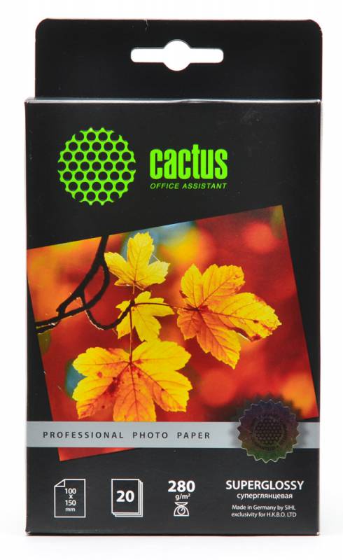 Фотобумага Cactus CS-HGA628020 Professional суперглянцевая 10×15 280 г/м2 20 листов