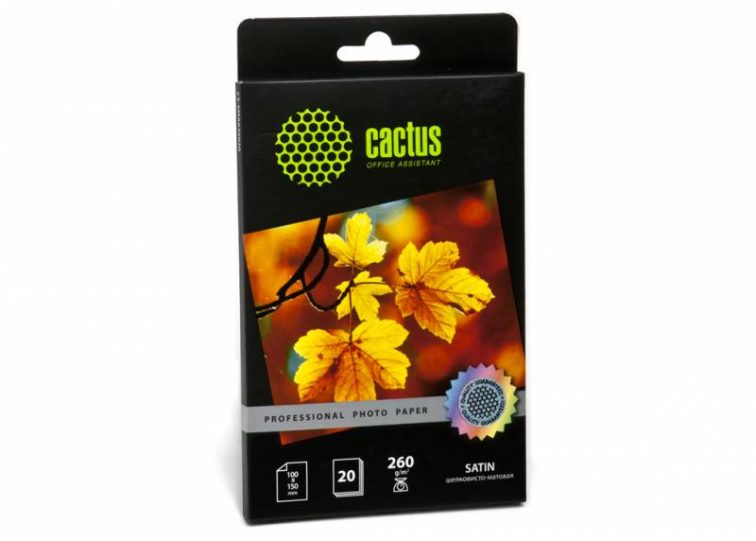 Фотобумага Cactus CS-SMA626020 Professional шелковисто-матовая (сатин) 10×15 260 г/м2 20 листов