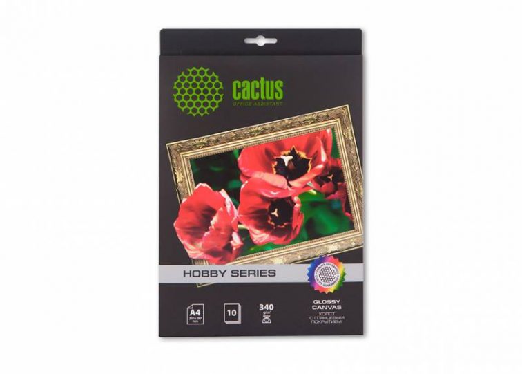 Холст Cactus CS-CGA426010 A4/340г/м2/10л. глянцевая хлопок для струйной печати