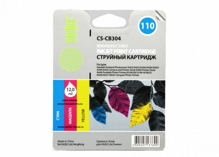 Картридж струйный Cactus CS-CB304 цветной для №110 HP PhotoSmart A310/A311/A314/A316/A320 (9ml)