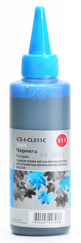 Чернила Cactus CS-I-CL511C голубой (100мл) Canon PIXMA MP240/MP250/MP260/MP270/MP4800