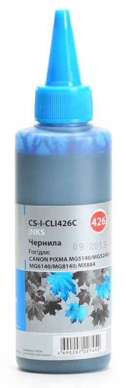 Чернила Cactus CS-I-CLI426C голубой (100мл) Canon PIXMA MG5140/5240/6140/8140; MX884