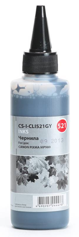 Чернила Cactus CS-I-CLI521GY серый (100мл) CANON PIXMA MP540/MP550/MP620/MP630/MP640/MP660