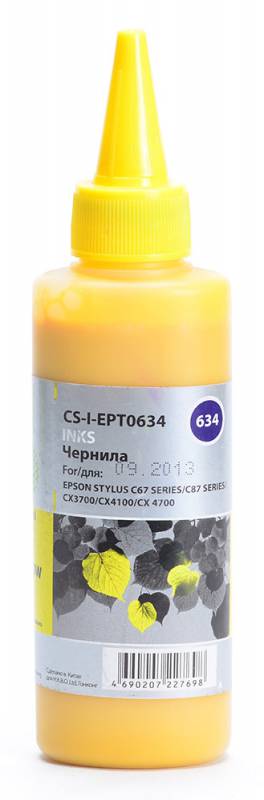 Чернила Cactus CS-I-EPT0634 желтый (100мл) Epson Stylus C67 Series/C87 Series/CX3700/CX4100