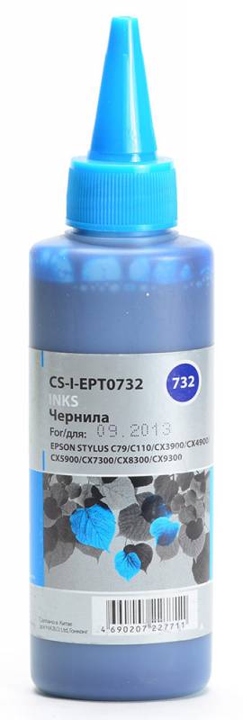 Чернила Cactus CS-I-EPT0732 голубой (100мл) Epson Stylus С79/C110/СХ3900/CX4900/CX5900/CX7300