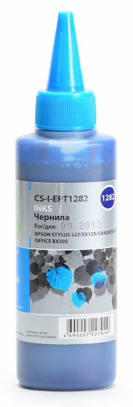 Чернила Cactus CS-I-EPT1282 голубой (100мл) Epson Stylus S22/SX125/SX420/SX425; Office BX305