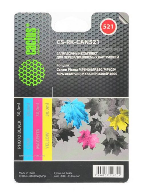 Заправка для ПЗК Cactus CS-RK-CAN521 цветной (9.2мл) Canon PIXMA MP540