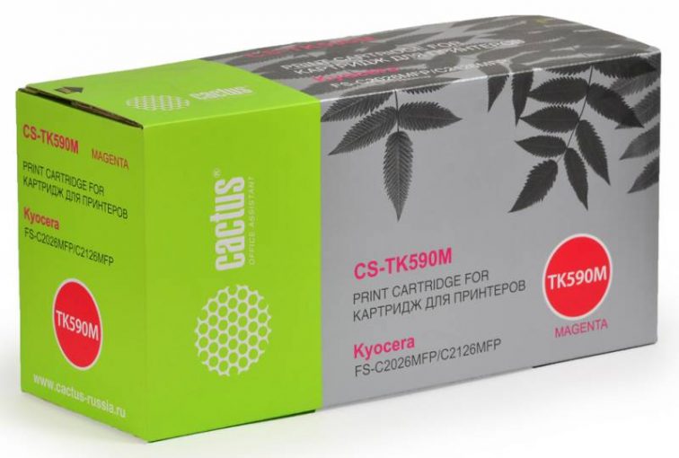Тонер Картридж Cactus CS-TK590M пурпурный для Kyocera FS-C2026MFP/C2126MFP/C2526MFP/C2626MFP/C5250DN (5000стр.)
