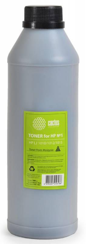 Тонер для принтера Cactus CS-THP2-1000 черный (флакон 1000гр) HP LJ 1000/1200/1150/9000