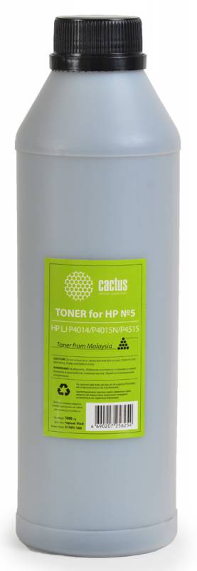Тонер для принтера Cactus CS-THP3-1000 черный (флакон 1000гр) HP LJ P2014/P2015/2030/2050/3005