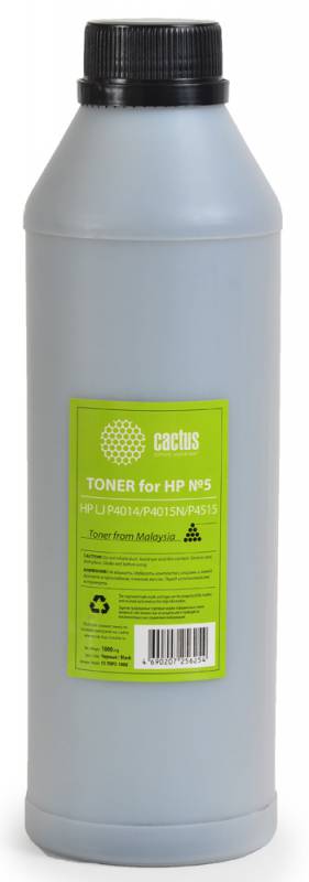 Тонер для принтера Cactus CS-THP5-1000 черный (флакон 1000гр) HP LJ P4014/P4015N/P4515