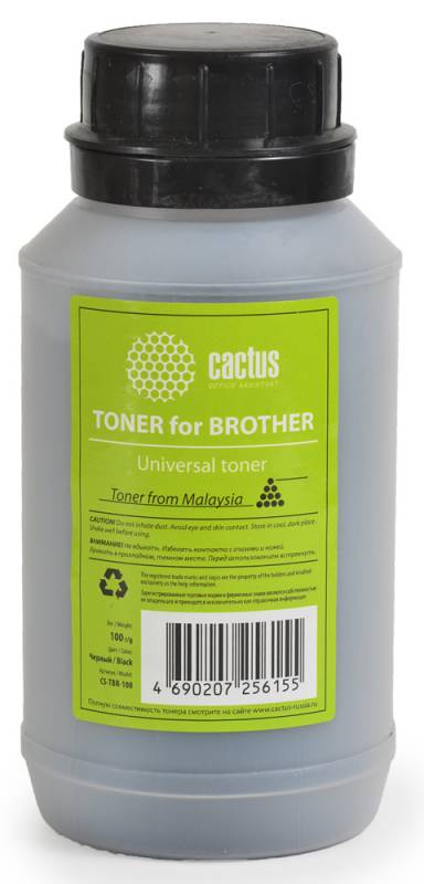 Тонер для принтера Cactus CS-TBR-100 черный (флакон 100гр) Universal toner Brother