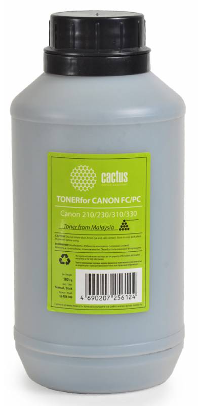 Тонер для копира Cactus CS-TCN-100 черный (флакон 150гр) Canon 210/230/310/330
