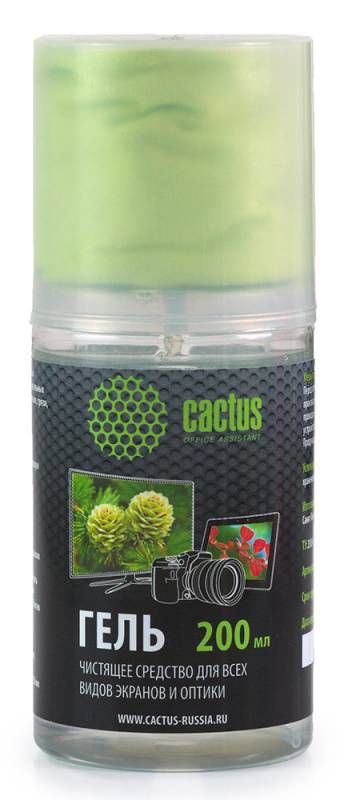 Чистящий набор Cactus CS-S3004 гель 200 мл + салфетка из микрофибры для экранов 200×230 мм