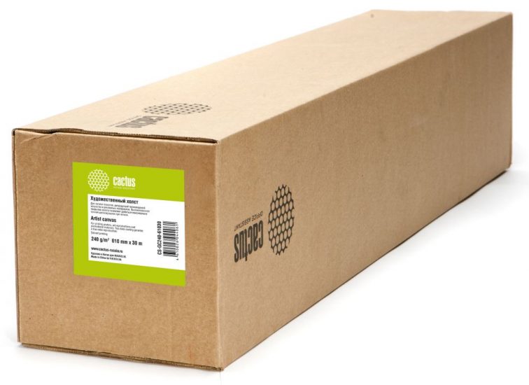 Холст Cactus CS-MC350-61015 610мм-15м/350г/м2/белый для струйной печати втулка:50.8мм (2")