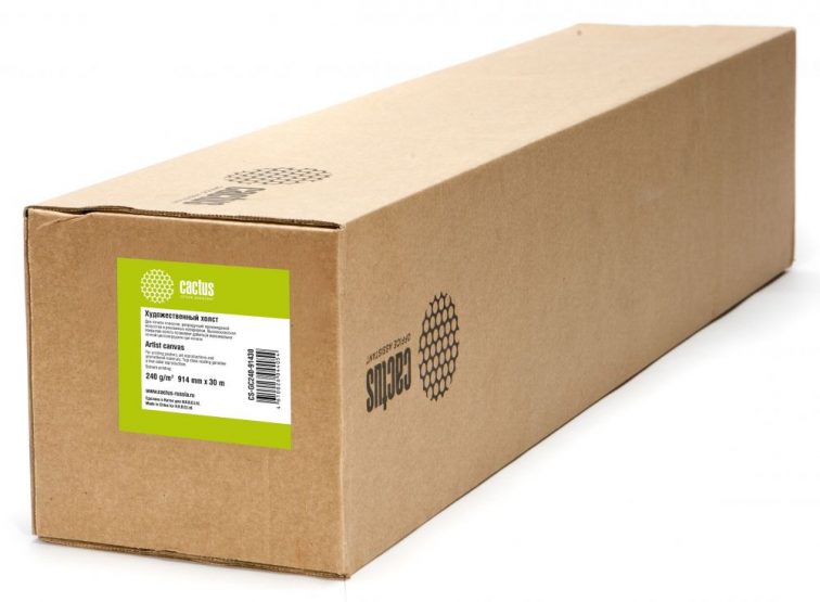 Холст Cactus CS-GC240-91430 914мм-30м/240г/м2/белый глянцевое для сольвентной/латексной/УФ печати втулка:50.8мм (2")