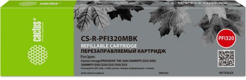 Картридж ПЗК струйный Cactus CS-R-PFI320MBK PFI-320 черный матовый (260мл) для Canon imagePROGRAF TM