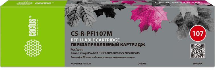 Картридж ПЗК струйный Cactus CS-R-PFI107M пурпурный для Canon imageProGRAF iPF670/680/685/770/780/78